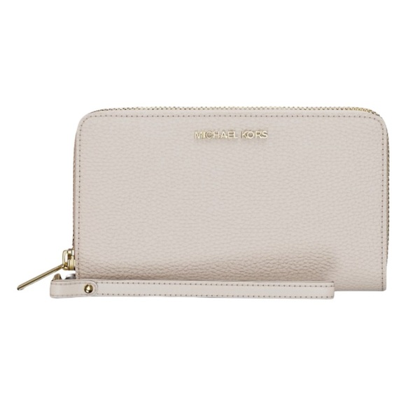 NWT Michael Kors Light Cream Emilia Tote & Jet Set Travel Phone Case - Picture 8 of 12